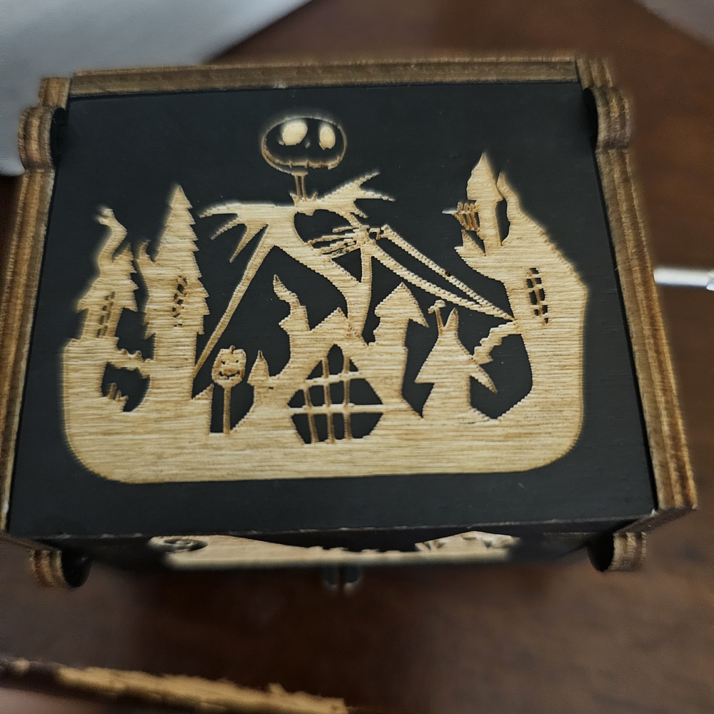 Black and Tan Wooden Carved Box